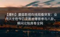 【爆料】蘑菇影视在线观看突发：业内人士在今日凌晨被曝曾参与八卦，瞬间沦陷席卷全网