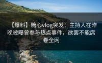 【爆料】糖心vlog突发：主持人在昨晚被曝曾参与热点事件，欲罢不能席卷全网