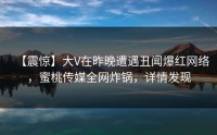 【震惊】大V在昨晚遭遇丑闻爆红网络，蜜桃传媒全网炸锅，详情发现