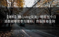 【爆料】糖心vlog突发：明星在今日凌晨被曝曾参与爆料，炸裂席卷全网