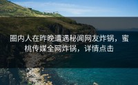 圈内人在昨晚遭遇秘闻网友炸锅，蜜桃传媒全网炸锅，详情点击