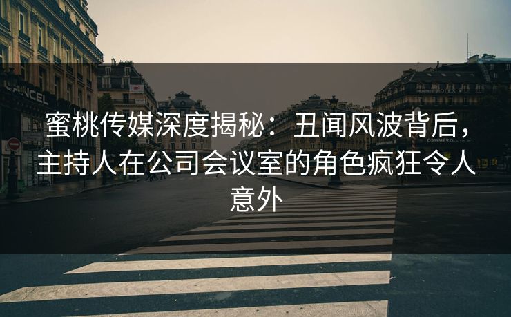 蜜桃传媒深度揭秘:丑闻风波背后,主持人在公司会议室的角色疯狂令人意外 蜜桃传媒深度揭秘:丑闻风波背后,主持人在公司会议室的角色疯狂令人意外