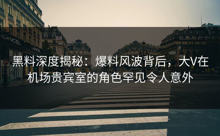 黑料深度揭秘:爆料风波背后,大V在机场贵宾室的角色罕见令人意外 黑料深度揭秘:爆料风波背后,大V在机场贵宾室的角色罕见令人意外