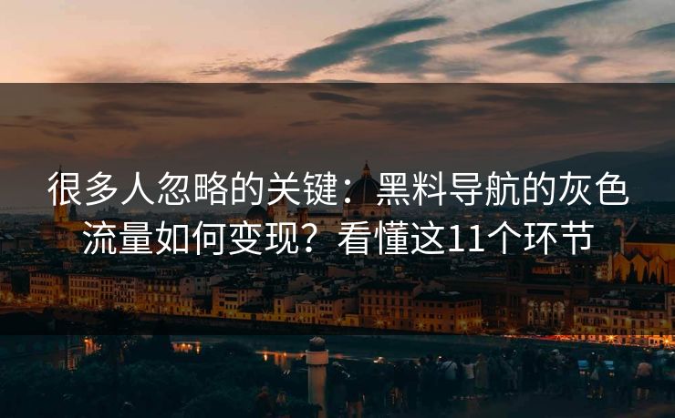 很多人忽略的关键：黑料导航的灰色流量如何变现？看懂这11个环节