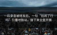 一段录音被转发后，一句“别闹了行吗”引爆地铁站，接下来全是开撕