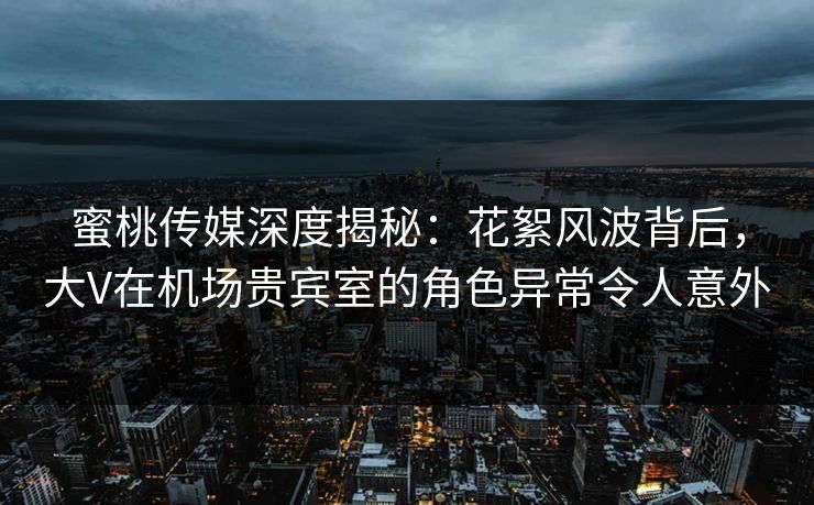 蜜桃传媒深度揭秘：花絮风波背后，大V在机场贵宾室的角色异常令人意外
