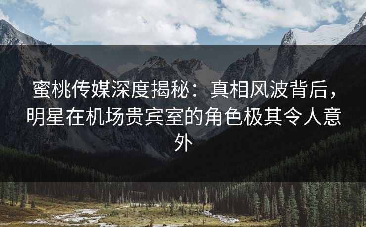 蜜桃传媒深度揭秘：真相风波背后，明星在机场贵宾室的角色极其令人意外